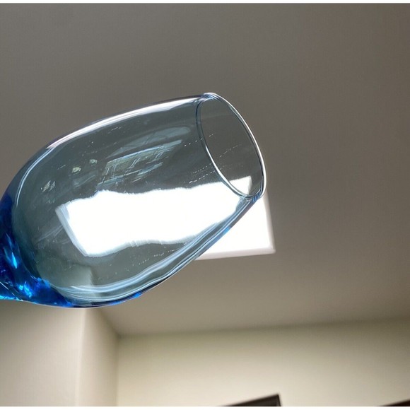 Set Of 4 Vintage Cristar Rioja Sky Blue Water Goblets-Wine Glasses 8 1/8” Tall - Picture 13 of 16